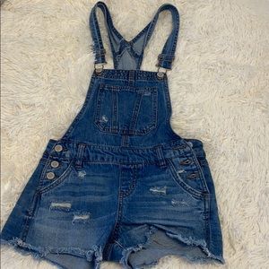 Ripped Jean short overalls